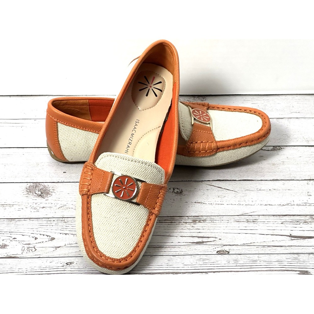 Isaac Mizrahi Live! women's loafers  Orange Trim With Canvas Size 8.5M‎ - Picture 16 of 16